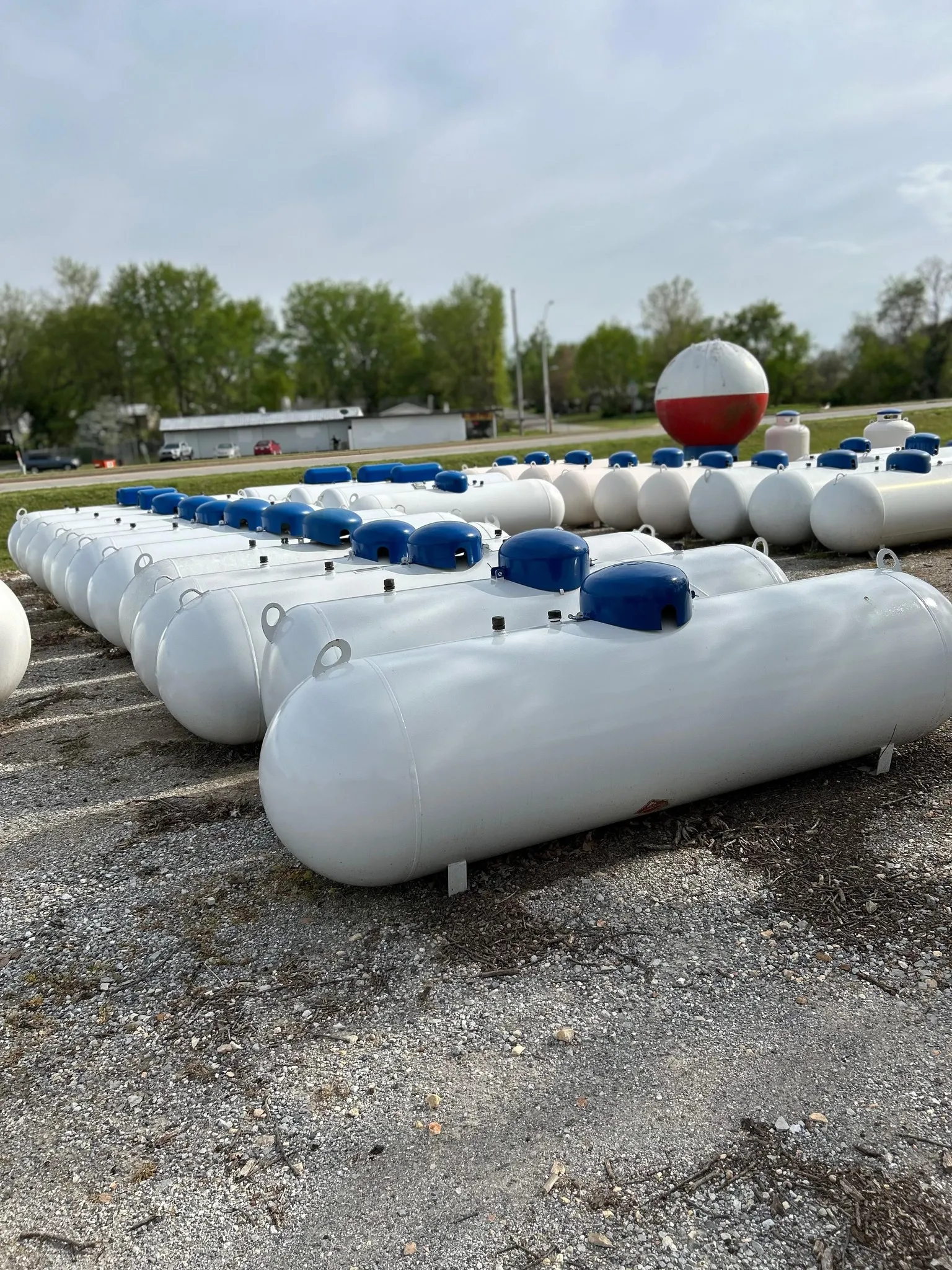Multiple modern Lindly's Propane trucks ready for delivery in Ketchum